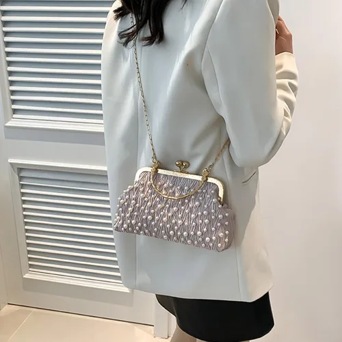 Vista 6 de Tote Bag for Women, Elegant Women's Handbag Fashionable Evening Party Purse with Metal Chain Shoulder Bag