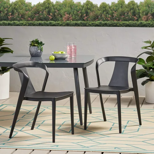 Vista 2 de Christopher Knight Home Ianthe - Silla de comedor para exteriores (juego de 2), color negro