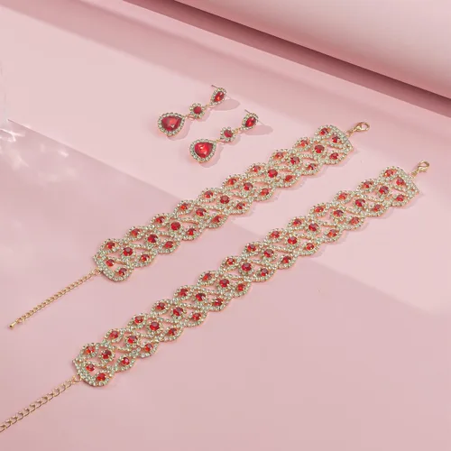 Vista 6 de Collar de gargantilla nupcial de cristal de diamantes de imitación para mujer
