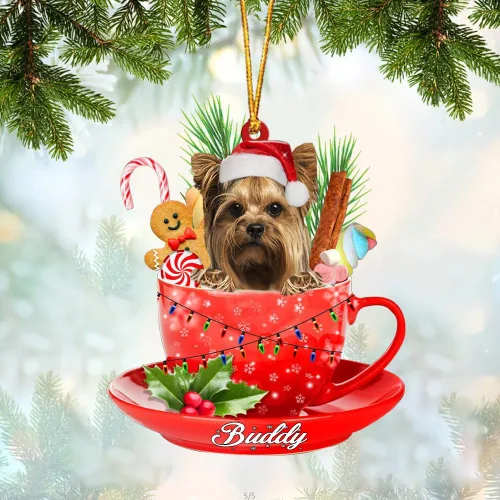 Vista 38 de Alaskan Malamute - Adorno de tetera de perro sentado en una tetera de Navidad, adorno de Navidad con nombre personalizado, adorno de automóvil