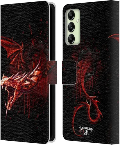 Vista 13 de Head Case Designs Officially Licensed Alchemy Gothic Caduceus Rex Dragon Leather Wallet Case Compatible with Samsung Galaxy A14 5G