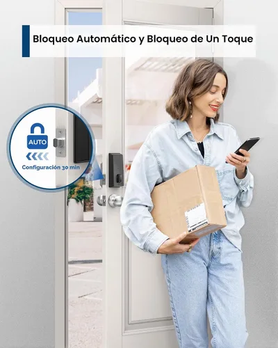 Vista 5 de Cerradura de puerta de entrada sin llave con mango, juego de cerradura de puerta delantera con control de aplicación, cerradura de puerta de código