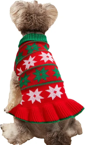Vista 11 de Jecikelon Suéteres para Mascotas Perros para Perros Pequeños Vestido con Ropa de Punto de Nieve Suéter de Cuello Alto Ropa para Perros Suéter Cálido