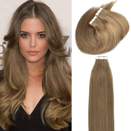 Vista 19 de Lacer Extensiones de cabello humano adhesivas de 12 pulgadas, cinta adhesiva de doble cara para extensiones de cabello de trama cutánea, 20