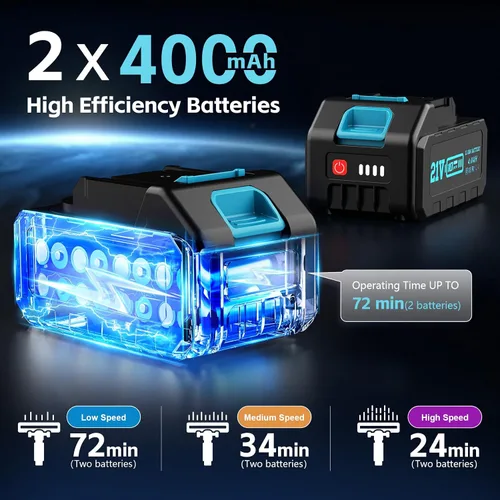 Vista 6 de Aspiradora inalámbrica con 2 baterías de 4000mAh, aspiradora de 700W y 60Kpa para el hogar, aspiradora inalámbrica de palo 6 en 1, aspiradora