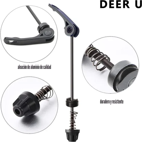 Vista 2 de DEER U Road Mountain Bicycle MTB Wheel Hub Front and Rear Skewers Quick Release Clip Bolt Lever Axle QR 145/180 mm, a Pair
