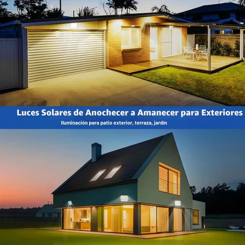 Vista 8 de Luces solares para exteriores, 226 luces LED con sensor de movimiento, iluminación solar del atardecer al amanecer con 3 modos, control remoto