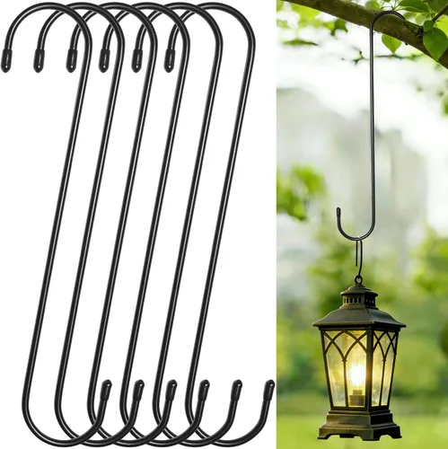 Vista 10 de Ganchos en S resistentes, ganchos grandes para plantas al aire libre, ganchos decorativos de metal para colgar macetas de jardín, cestas de flores