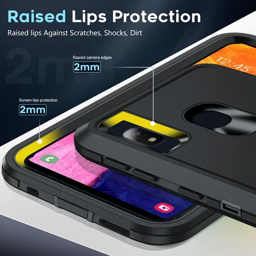 Vista 5 de LeYi Funda para teléfono Samsung-A10E: con protector de pantalla para teléfonos inteligentes, teléfonos desbloqueados, nuevas fundas con kit de Negro