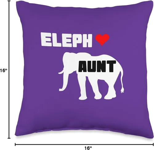 Vista 4 de Best Aunt gifts Elephant Design - Almohada para tía, 16 x 16 pulgadas, multicolor