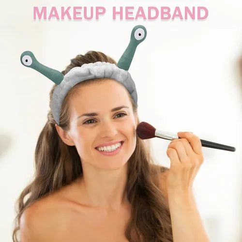 Vista 11 de Bonita diadema de caracol rosa, cara lavada para mujer, maquillaje, ducha, spa