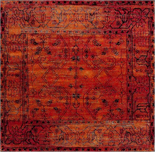 Vista 3 de SAFAVIEH Vintage Hamadan Collection - Alfombra cuadrada de 6 pies 7 pulgadas, naranja, diseño oriental tradicional persa, no desprende pelusa