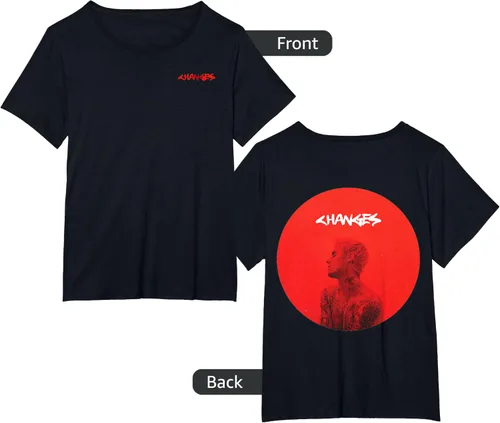 Vista 11 de Justin Bieber Red Circle Changes - Camiseta, Negro, S
