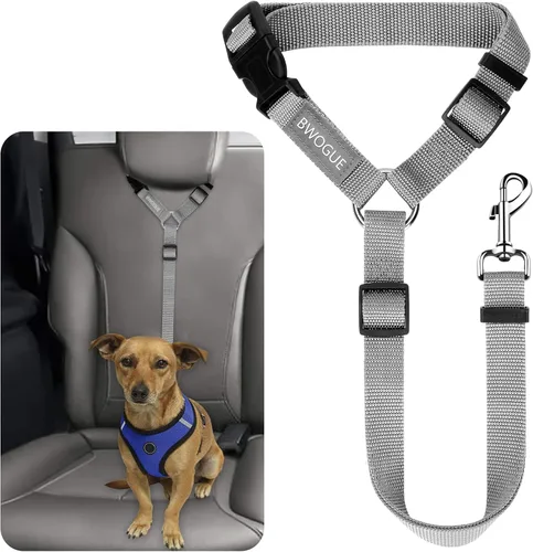 Vista 16 de BWOGUE Arnés de cinturón de seguridad para mascotas, cinturón de seguridad ajustable para reposacabezas de coche, arnés de cinturón de seguridad