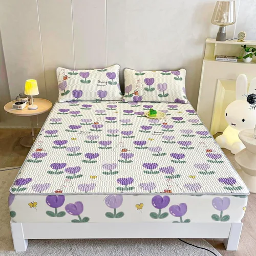 Vista 9 de FCLDESHOP Comfort Hotel - Sábana bajera ajustable con bolsillo profundo con estampado de látex de verano, para dormitorio de niños y niñas, Flor