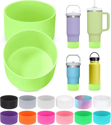 Vista 13 de PICcircuit 2 piezas para Stanley Boot, fondo de silicona para Quencher Adventure 40oz 30oz botella IceFlow 20oz 30oz y para vaso Hydroflask 12-24oz