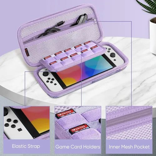 Vista 3 de Fintie Carrying Case for Nintendo Switch OLED Model 2021Switch 2017, Shockproof Hard Shell Protective Cover Travel Bag w10 Game Card Slots for