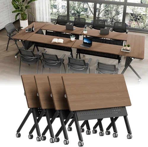 Vista 35 de Folding Conference Table with Wheels, Modular Foldable Conference Room Training Tables for Training Rooms, Flip Top Mobile Rolling Meeting Seminar
