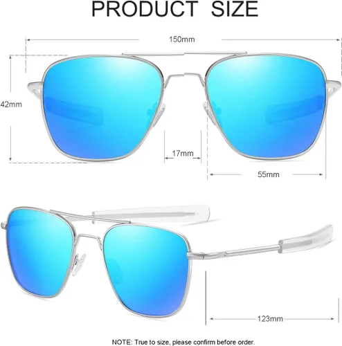 Vista 3 de JOVAKIT Gafas de sol polarizadas de aviador para hombre, estilo retro, estilo militar, lentes de sol piloto, patillas de bayoneta, protección UV400