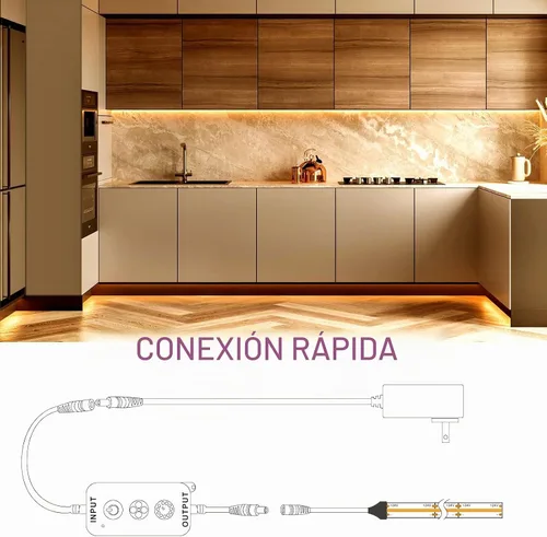 Vista 7 de EMITEVER Tira de luces LED Blanco cálido 3000K 16.4 pies, 24V CC COB Regulable Cinta de luces con controlador RF, adaptador de corriente de alta