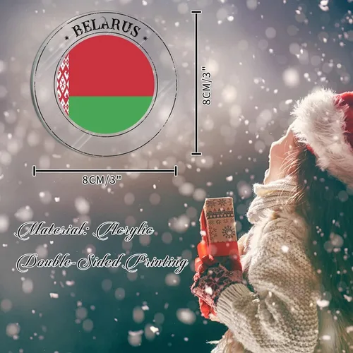 Vista 2 de Bandera de Bielorrusia, adornos decorativos para colgar, bandera nacional de Bielorrusia, decoración de árbol de Navidad, recuerdo navideño, adorno