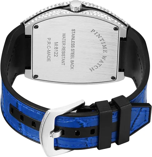 Vista 6 de Gosasa Reloj Tonneau único de moda para hombre con diamantes de imitación de cuarzo con correa de goma