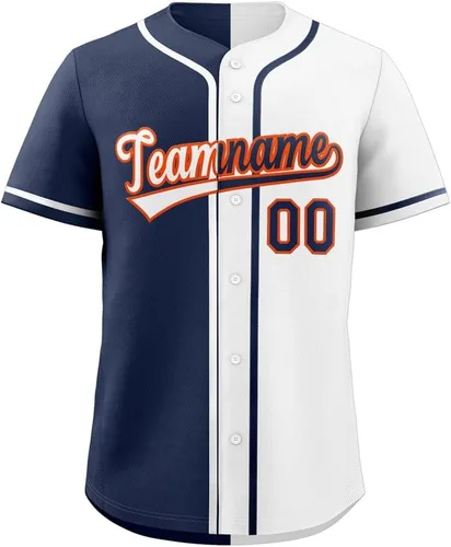 Vista 9 de Camiseta de béisbol dividida personalizada con botones y número de nombre cosido personalizado para hombres/mujeres/niños