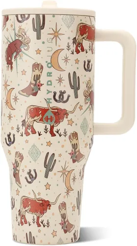Vista 72 de HydroJug Traveler - Botella de agua de 40 onzas con asa y pajita abatible - Cabe en portavasos, vaso resistente a fugas - Reutilizable, aislado