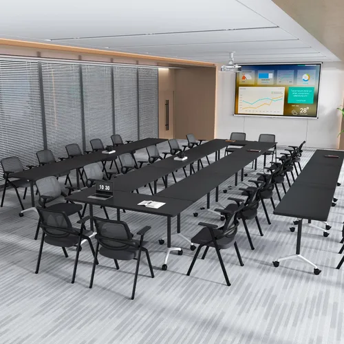 Vista 6 de 8 Pack Folding Conference Tables,62.9" Mobile Training Tables Black