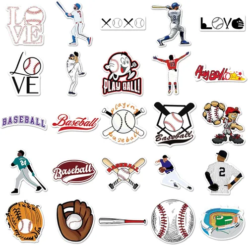 Vista 7 de 50 calcomanías de béisbol, calcomanías de vinilo impermeables para decoración deportiva para laptop, teléfono, patineta, equipaje, calcomanías