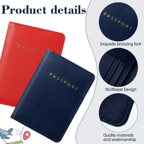 Vista 3 de Frienda 2 piezas de fundas de pasaporte nupcial titular cartera de viaje para pasaporte