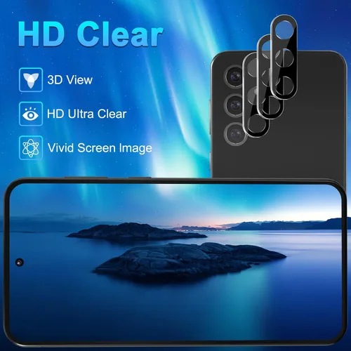 Vista 5 de Protector de pantalla de vidrio para Samsung Galaxy A55 con protector de lente de cámara, curvado 3D, 6.6 pulgadas 2024 9H vidrio templado