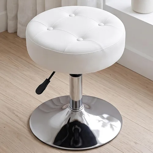 Vista 10 de DUHOME Taburete de tocador de cuero PU taburete de maquillaje silla de tocador altura ajustable taburete giratorio redondo otomano negro