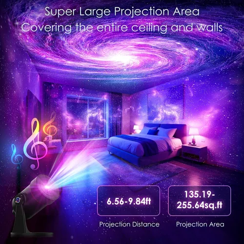 Vista 3 de [Ruido blanco] Proyector de galaxia, 28 sonidos relajantes máquina de sonido con proyector de estrellas, proyector de planetario espacial