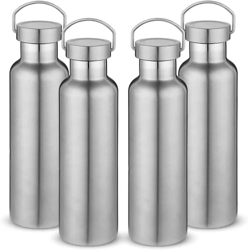 Vista 35 de Volhoply 24 onzas Botella de agua aislada con boca estándar con tapa de combinación de plástico y acero inoxidable, botellas de agua de 304 18/8