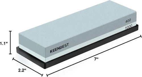 Vista 9 de KEENBEST Actual Grit - Juego de piedra de afilar de material de primera calidad, 2 lados, 400 1000, afilador de cuchillos de cocina, piedras húmedas