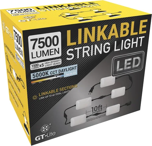 Vista 6 de GT-Lite Cadena de luces LED de 7500 lúmenes de 50 pies y 5 cabezales ajustables enlazables