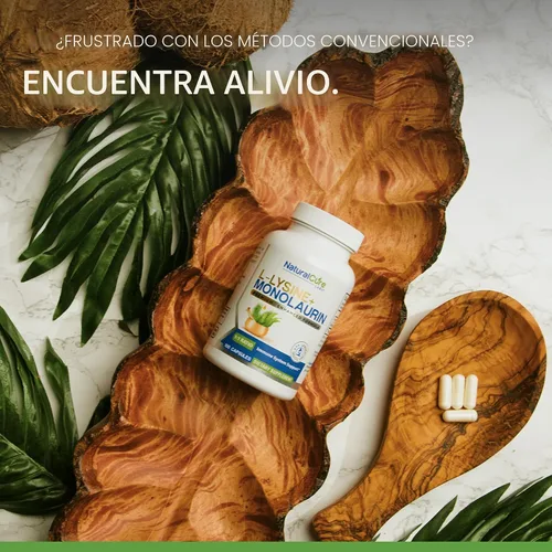Vista 7 de Natural Cure Labs L-Lisina + Monolaurina 600mg Proporción 1:1, 100 Cápsulas