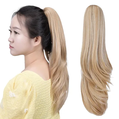 Vista 52 de Cola de caballo con clip, color castaño rojizo, ondulado de 10 pulgadas, extensión de cola de caballo de 3.3 onzas, extensiones de cabello sintético