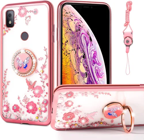 Vista 22 de nancheng Funda de teléfono para TCL A3X (A600DL), funda para Alcatel TCL A3X niñas y mujeres, bonita funda de silicona transparente con purpurina