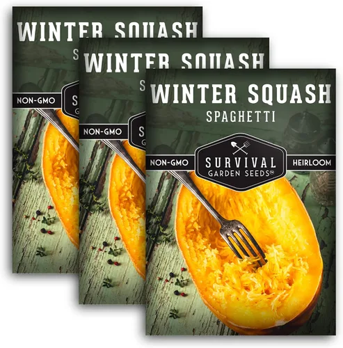 Vista 11 de Survival Garden Seeds - Semillas de calabaza espagueti para plantar - Paquete con instrucciones para plantar y cultivar calabazas de invierno