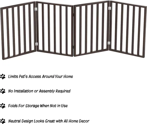 Vista 4 de PETMAKER Pet Gate - Puerta para perros para puertas, escaleras o casa - Independiente, plegable, estilo acordeón, valla de madera para perros
