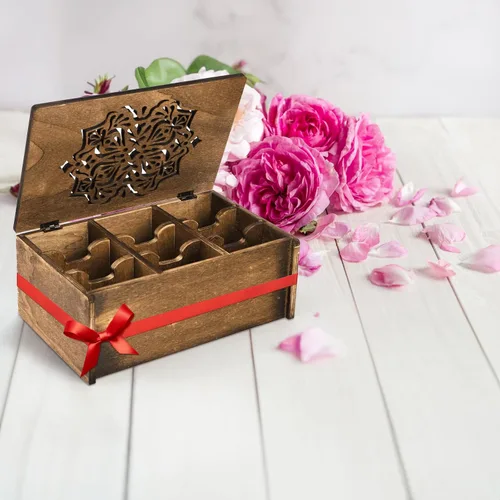 Vista 7 de WRINGKIT Caja organizadora de bolsas de té, madera, 9 compartimentos