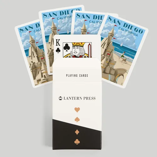 Vista 6 de Lantern Press San Diego, California, Castillo de arena (52 cartas de juego, baraja de cartas de tamaño póquer con comodines)