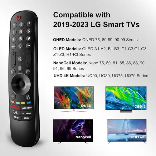 Vista 2 de Magic Remote para LG-TV, para Magic MR20/21/22/23/24GA con función de voz y puntero, compatible con control remoto LG 2019-2024 UHD OLED QNED