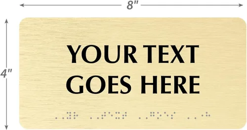 Vista 5 de SmartSign Letrero de Braille personalizado horizontal, 4 x 8 pulgadas, compatible con ADA, opciones de oro cepillado/plata, letrero de plástico
