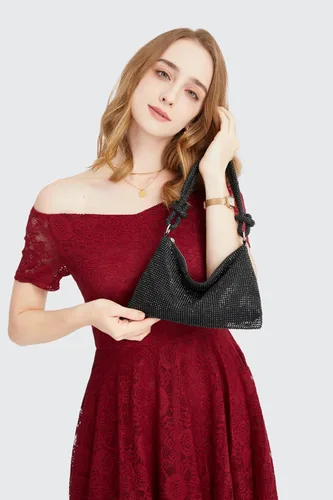 Vista 2 de Bolso de diamantes de imitación para mujer, bolso de noche con brillos, mini bolsos de mano