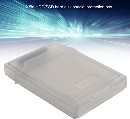Vista 3 de Caja protectora de disco duro, 2.5 pulgadas HDD/SSD a prueba de golpes, antiestática, a prueba de polvo, transparente, verde, rojo, azul, blanco