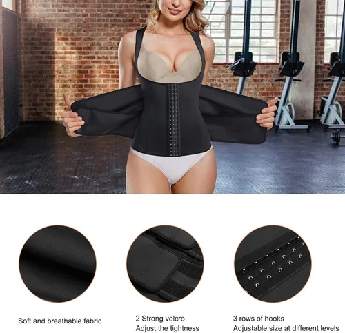 Vista 3 de Eleady Chaleco de entrenamiento de cintura para mujer, corsé recortador adelgazante, moldeador de cuerpo, control de abdomen, faja de entrenamiento