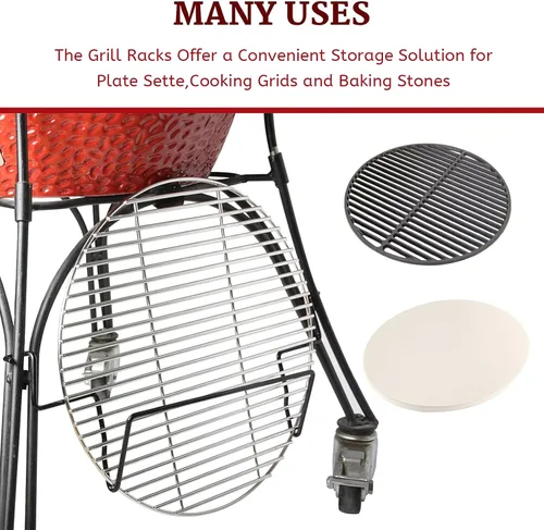 Vista 6 de Rejilla para parrilla Kamado Grill Classic Grills de acero con recubrimiento en polvo, accesorio perfecto para almacenar rejilla de parrilla